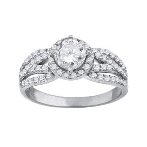 925 Sterling Silver Womens Cubic Zirconia Halo Engagement Ring Size 8